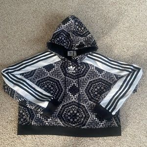 Black and White Cropped Adidas Hoodie